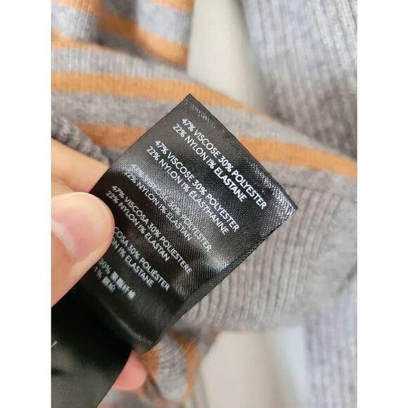 Anthropologie Elise Ribbed Tunic Gray Brown Stripe Off-the-Shoulder Size XS - Picture 4 of 11